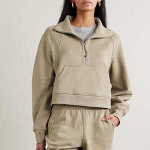 Lululemon Scuba Oversized Half-Zip funnel neck sweatshirt beige cropped